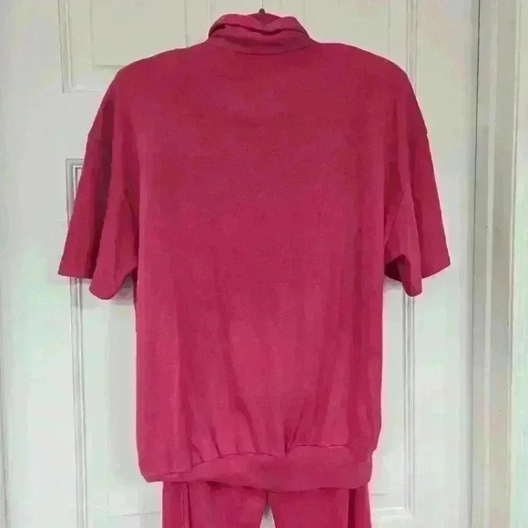 Rafael Pink Women's Studded Collared Blouse & Pants Set,Size M - Picture 5 of 5